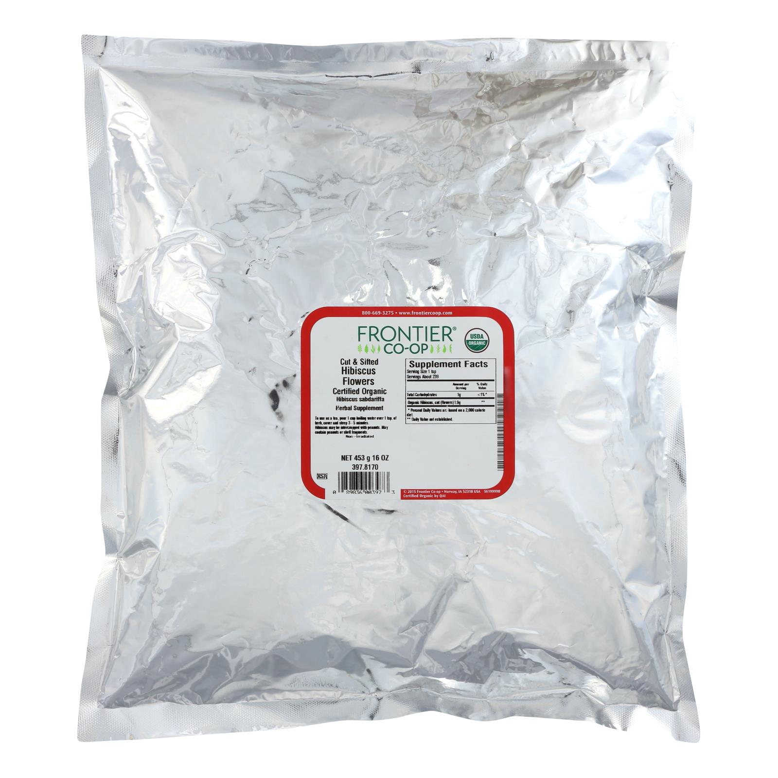 Frontier Herb Hibiscus Flowers, Organic, Cut And Sifted, Bulk, 1 Lb