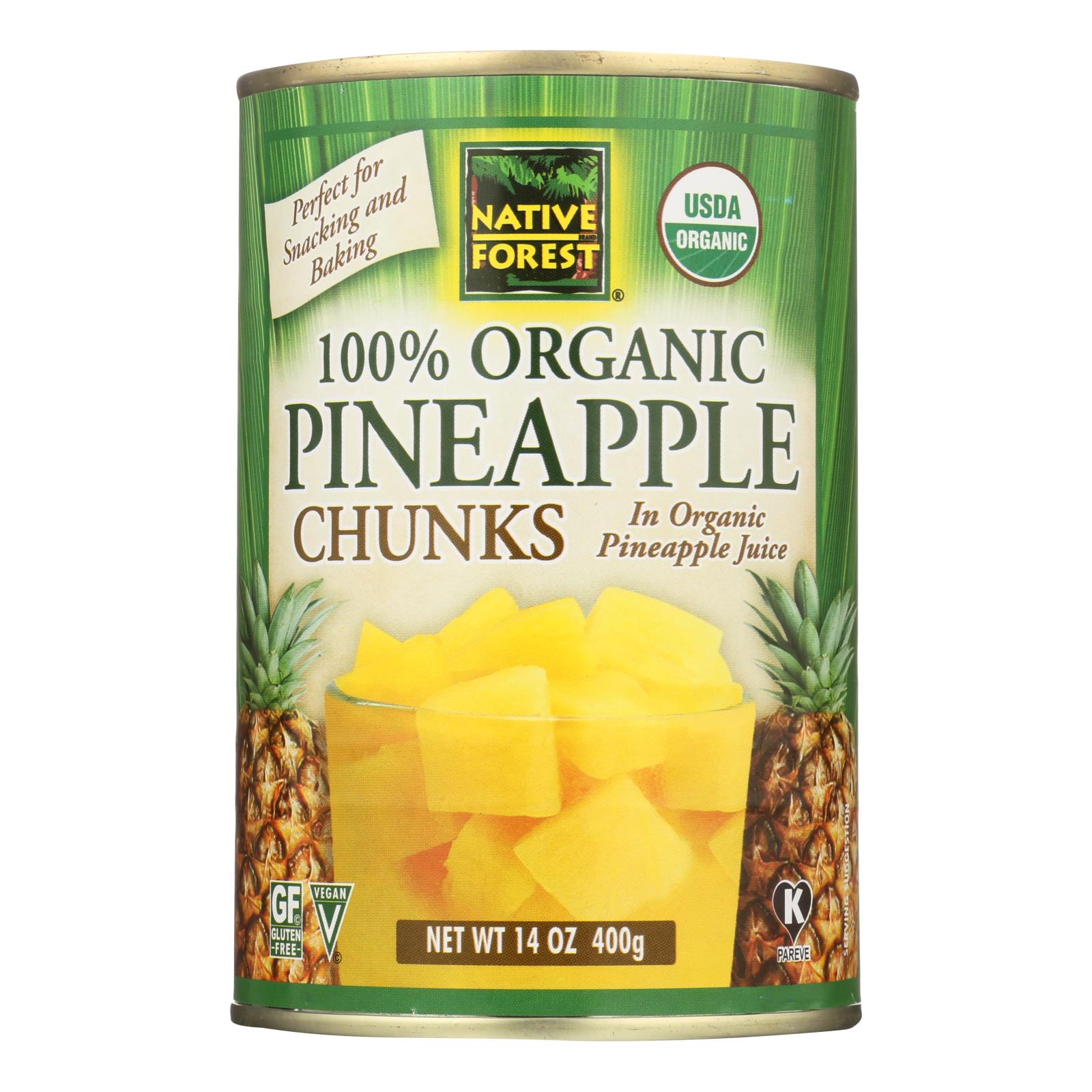 Native Forest Organic Chunks, Pineapple, Case Of 6, 14 Oz.