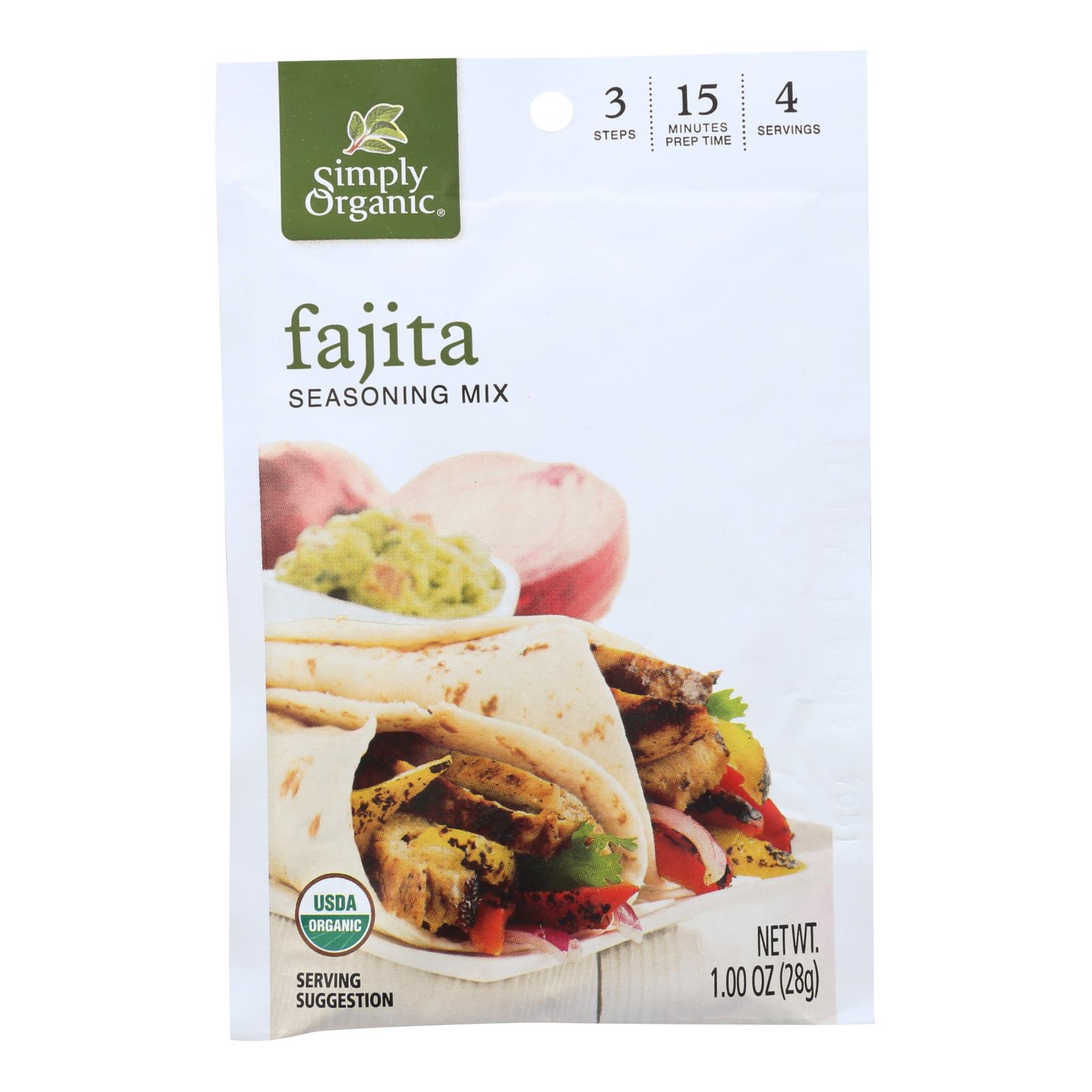 Simply Organic Seasoning Mix, Fajita, Case Of 12, 1 Oz.