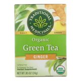 Traditional Medicinals Organic Green Tea Ginger, Case Of 6, 16 Bags