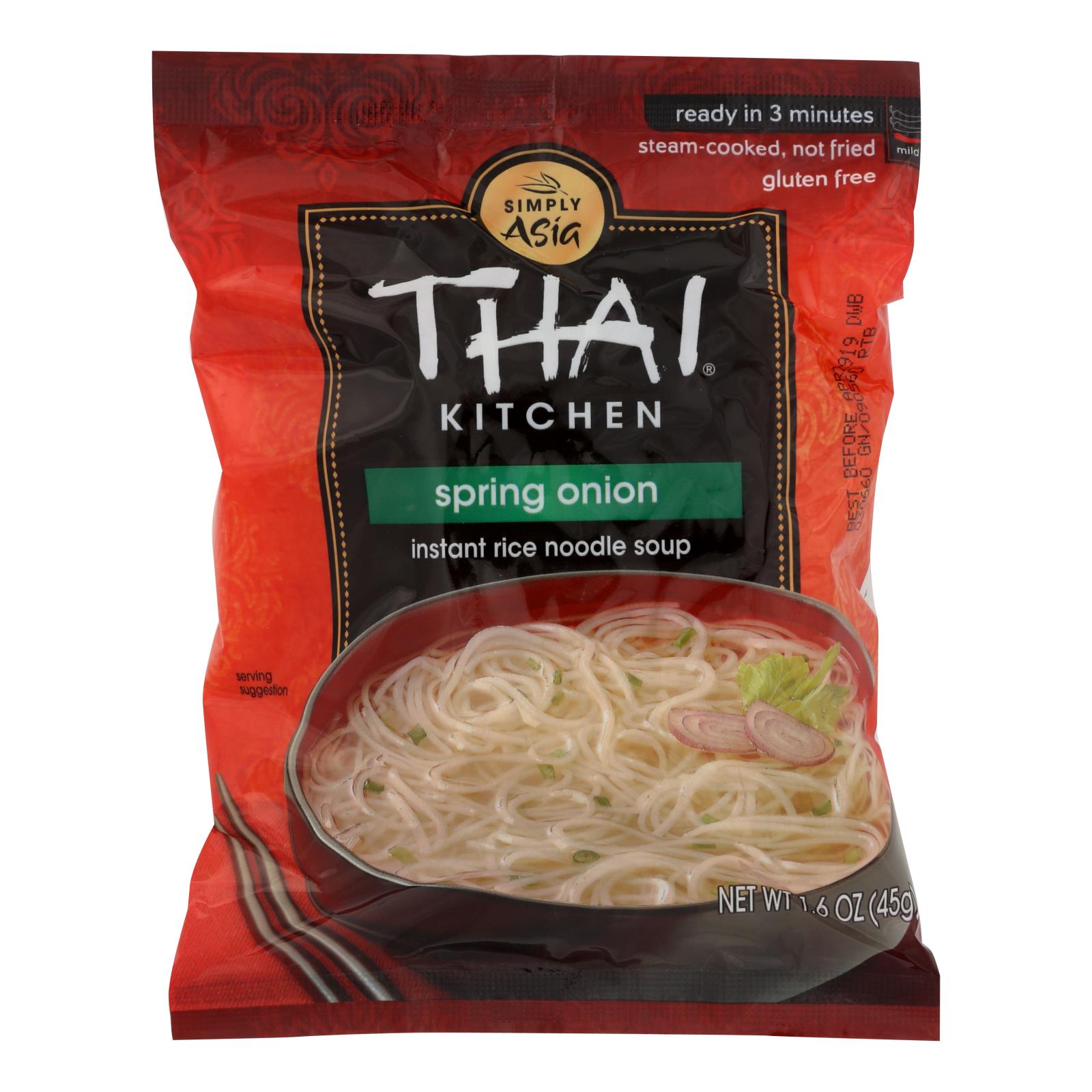 Thai Kitchen Instant Rice Noodle Soup, Spring Onion, Mild, 1.6 Oz, Case Of 6