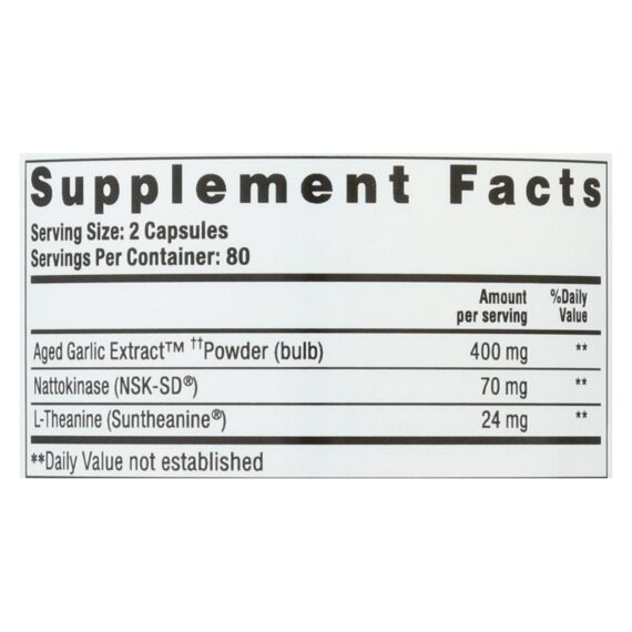 Kyolic, Aged Garlic Extract Blood Pressure Health Formula 109, 160 Capsules - Image 3