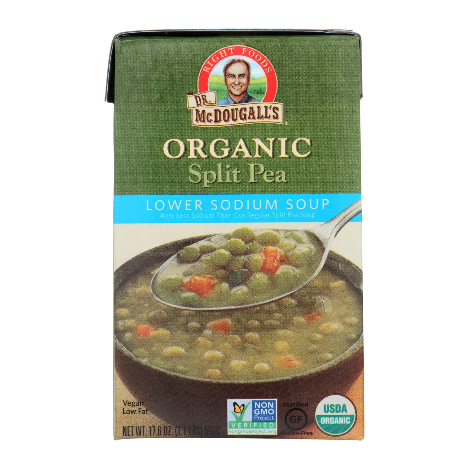 Dr. Mcdougall's Organic Split Pea Lower Sodium Soup, Case Of 6, 17.6 Oz.