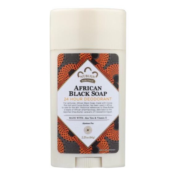 Nubian Heritage Deodorant, All Natural, 24 Hour, African Black Soap, 2.25 Oz, 1 Each