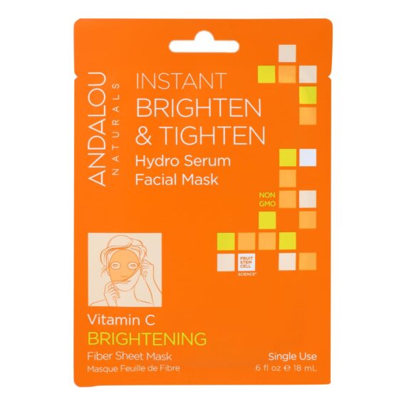 Andalou Naturals Instant Brighten & Tighten Facial Mask, Vitamin C, Case Of 6, 0.6 Fl Oz